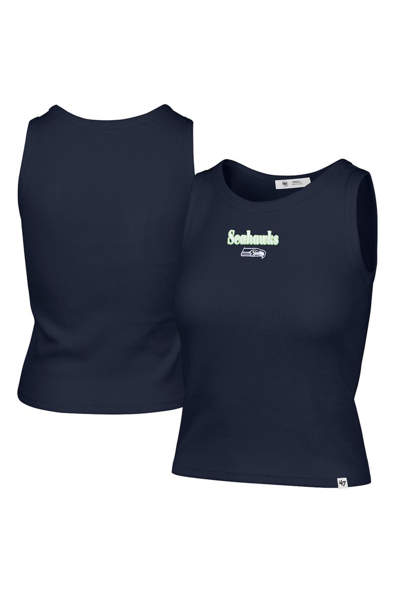 Women's '47  College Navy Seattle Seahawks Cropped Straight Cut Ribbed Baby Tank Top, Main, color, College Navy