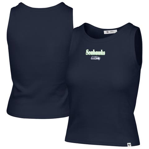 Women's '47  College Navy Seattle Seahawks Cropped Straight Cut Ribbed Baby Tank Top