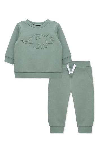 Little Me Dino Sweatshirt & Joggers Set In Gray