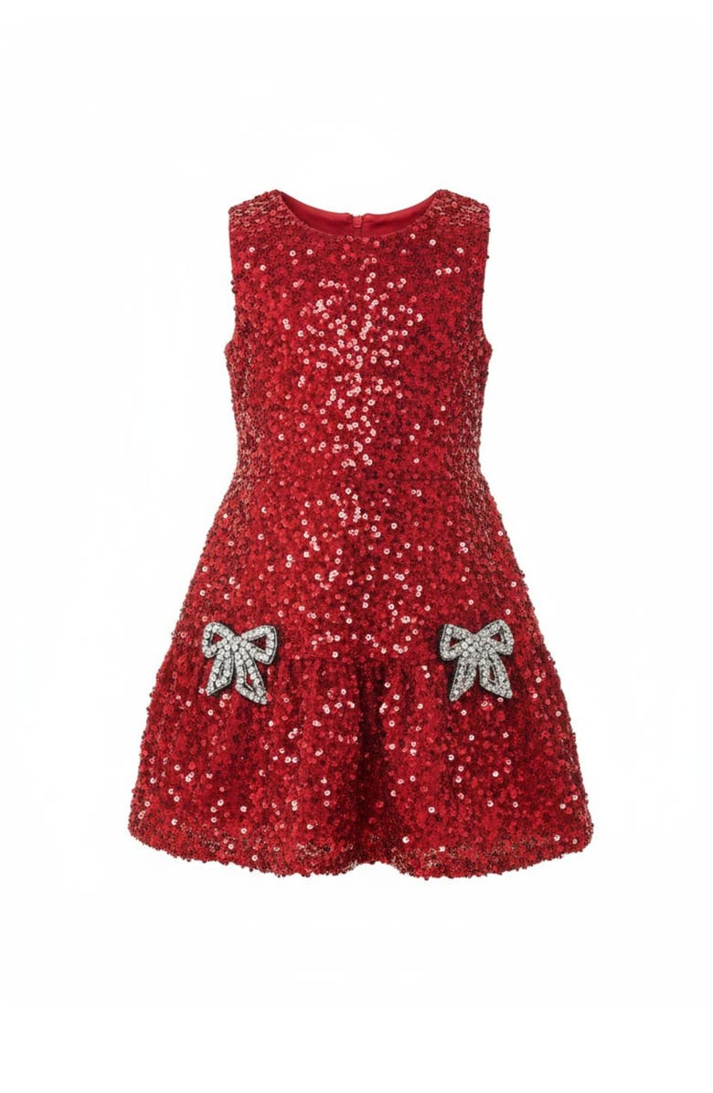 Mia Belle Girls Shimmer & Sparkle Red Sequined Shift Dress, Main, color, Red