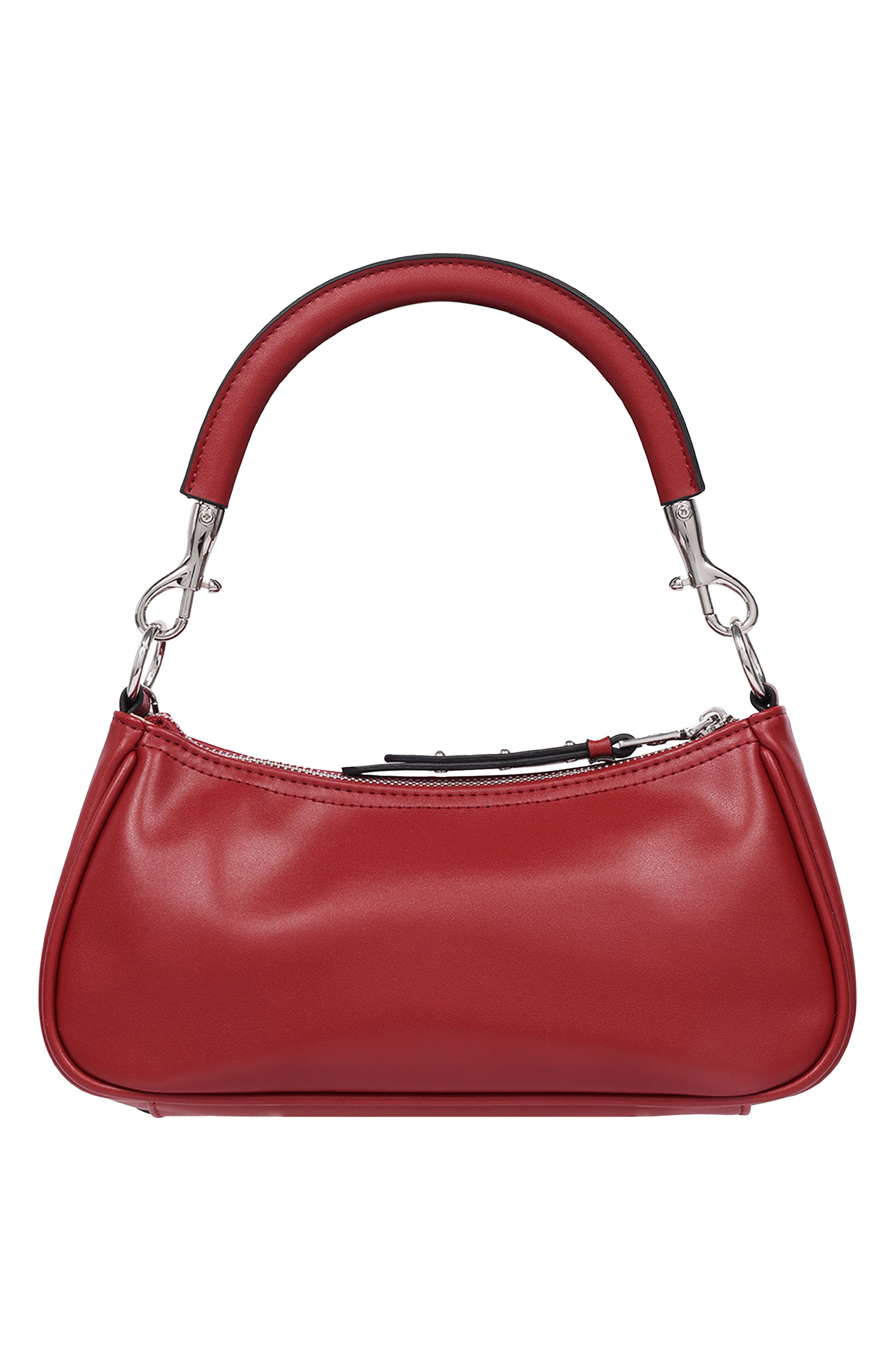 Moto Faux Leather Shoulder Bag, Alternate, color, RED