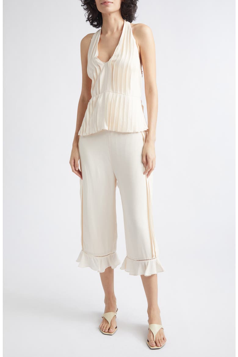 Jane Ruffle Hem Crop Pants, Alternate, color, PEACH SORBET
