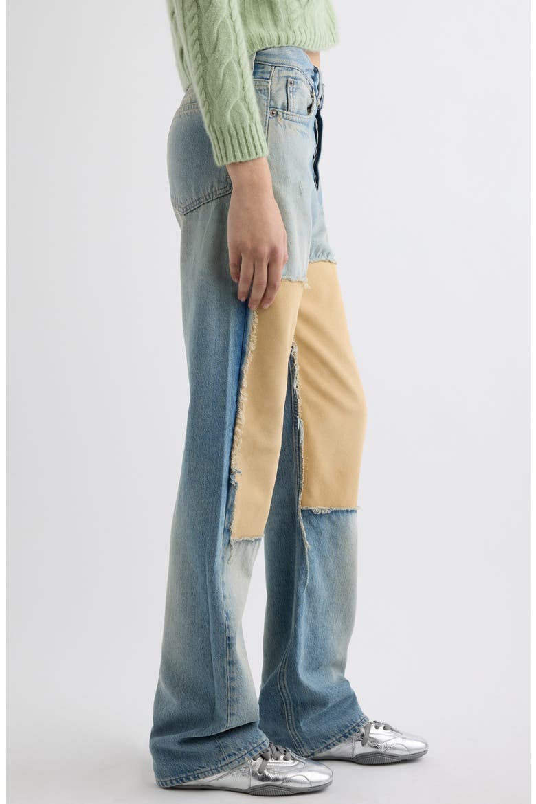 Pazer Suede Panel Straight Leg Jeans, Alternate, color, LIGHT BLUE