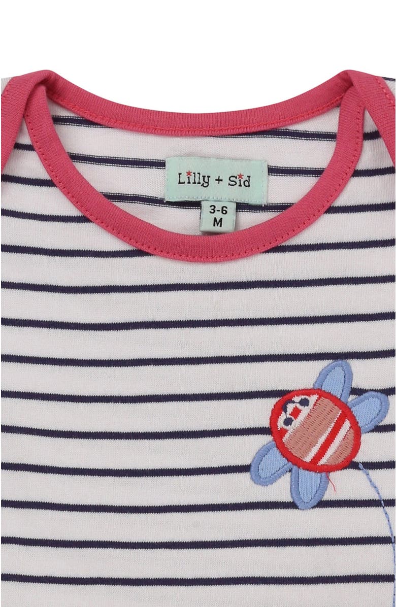 Lilly + Sid Organic Cotton Stripe Print Romper, Alternate, color, Multi