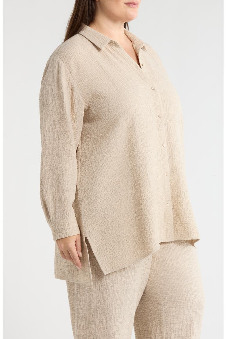Long Crinkle Button-Up Top, Alternate, color, DOVE