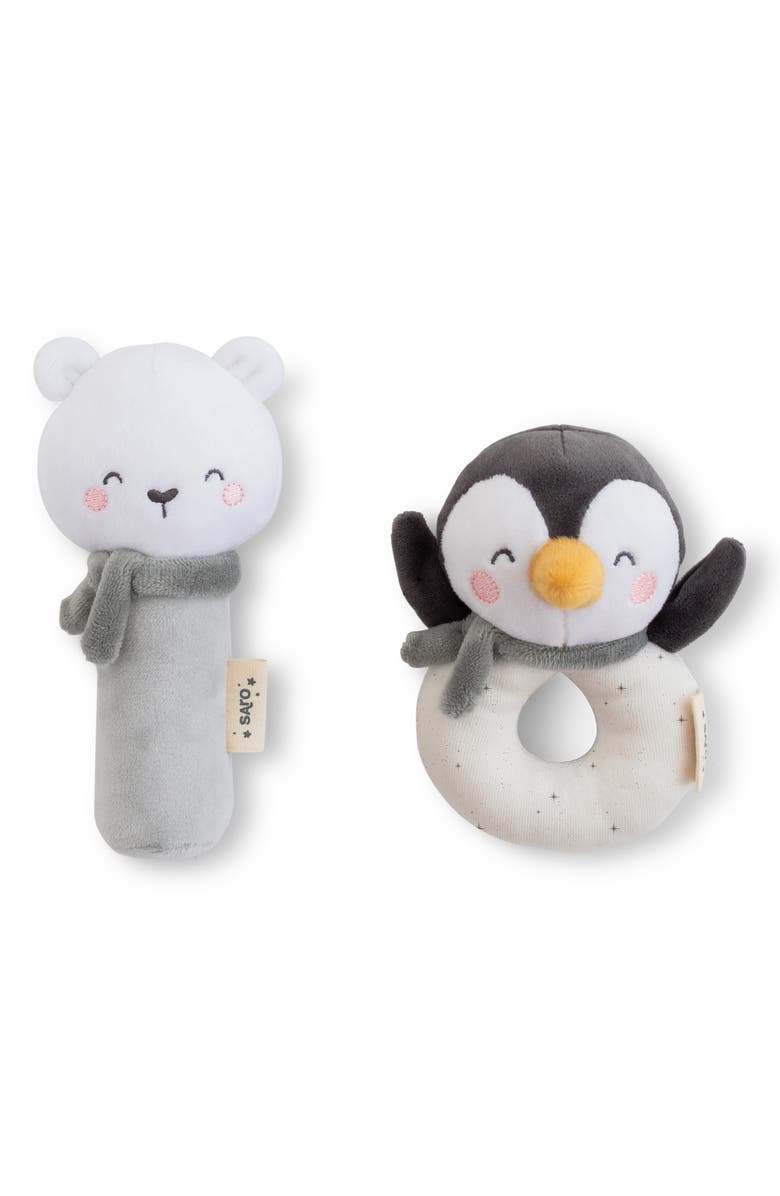 Saro Polaris 2-Piece Rattle Squeaker Toy Set, Main, color, Glacier Grey