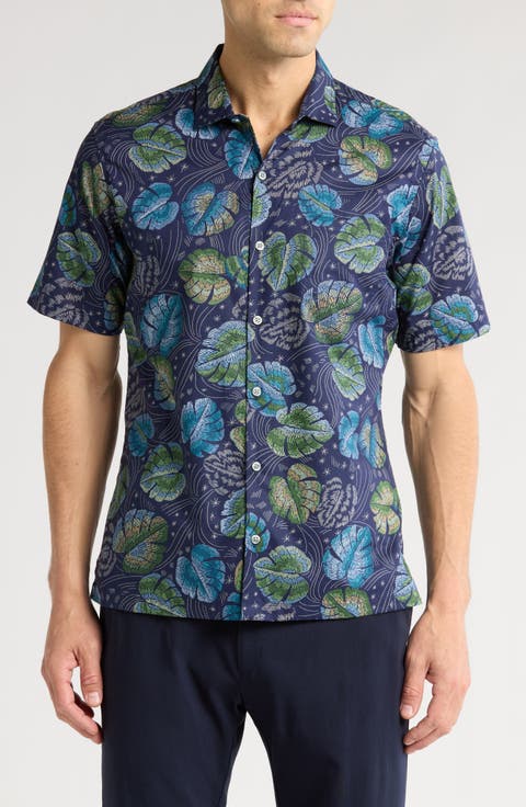 Monstellar Short Sleeve Cotton Button-Up Shirt