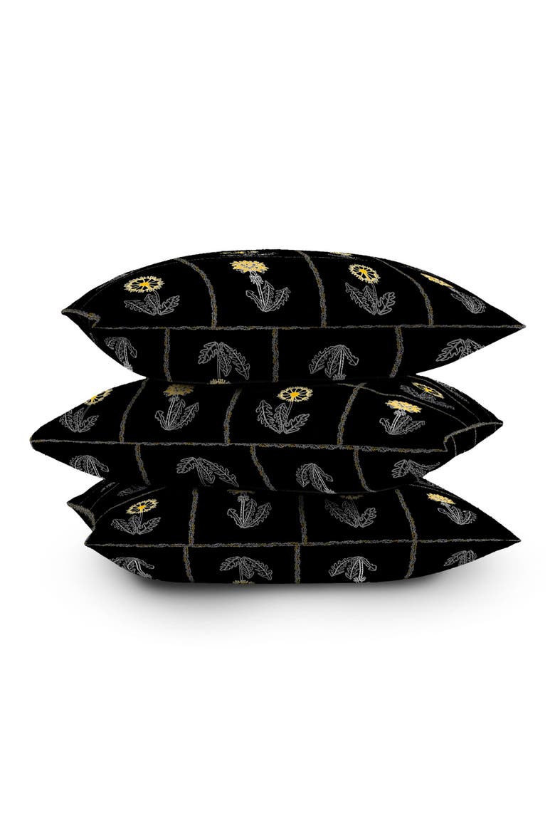 Dandelion Patchwork Accent Pillow, Alternate, color, BLACK