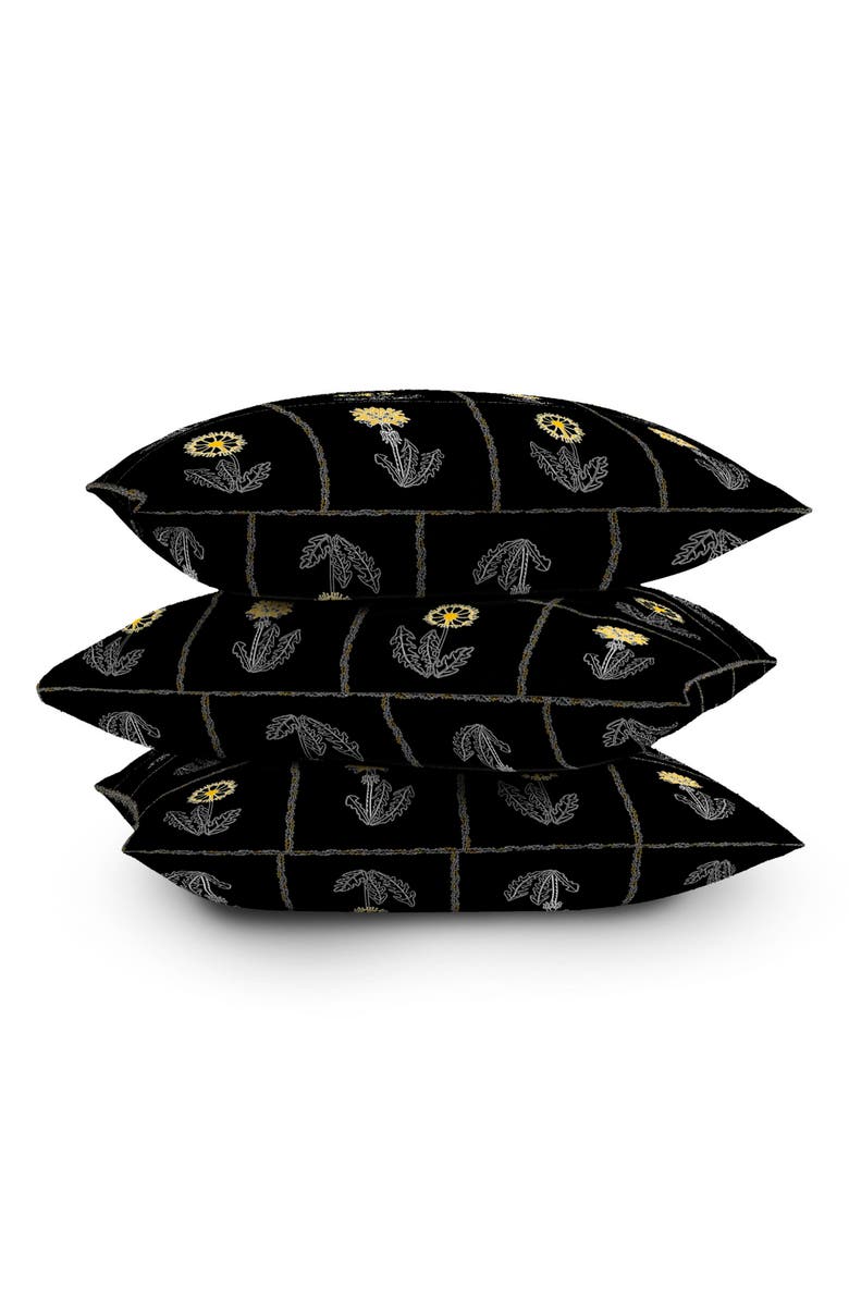Deny Designs Dandelion Patchwork Accent Pillow, Alternate, color, Black