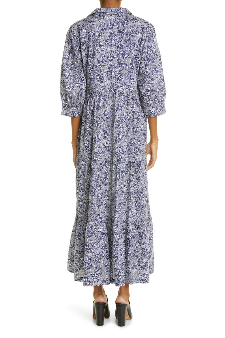 Liberty Fabrics Tana Lawn Edwin Print Tiered Midi Dress, Alternate, color, BLUE