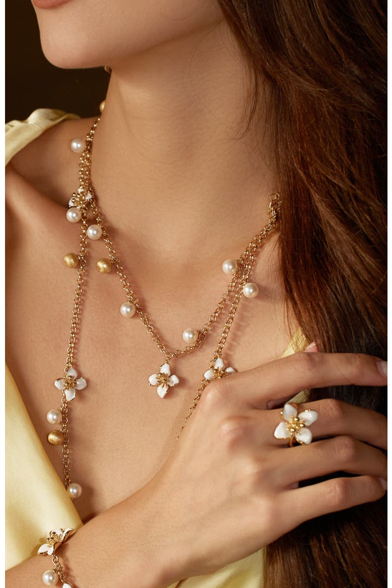 Iris Blossom Necklace, Alternate, color, White & Gold
