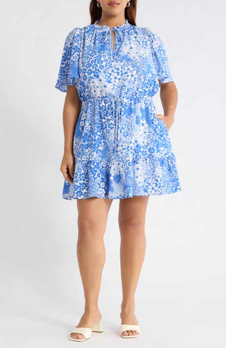 Floral Print Flutter Sleeve Dress