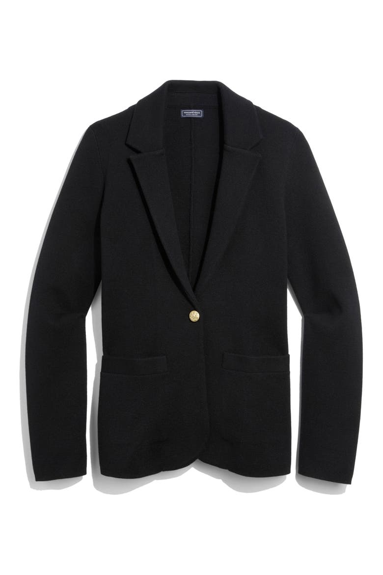 Merino Wool Blend Sweater Blazer, Main, color, JET BLACK