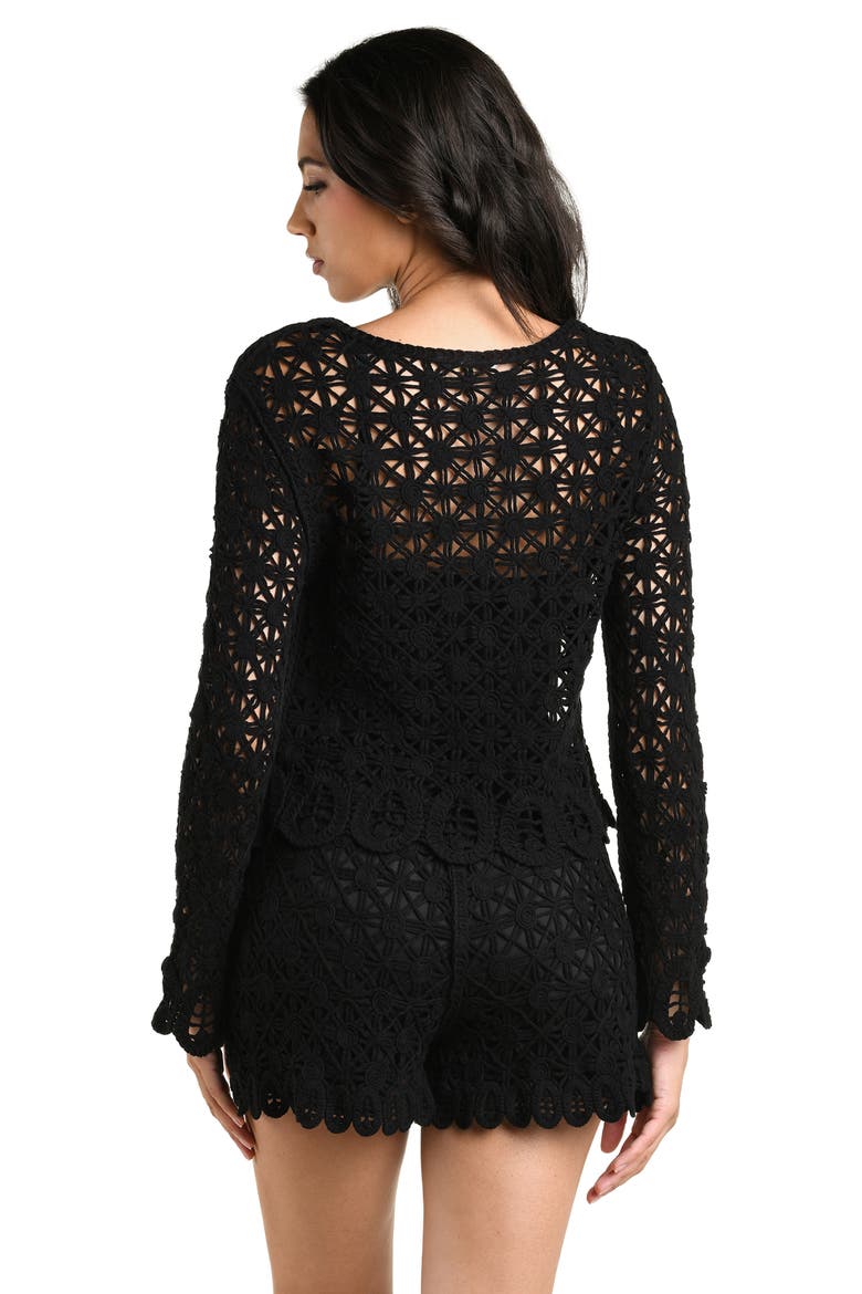 Serenity Crop Cotton Blend Cover-Up Top, Alternate, color, BLACK