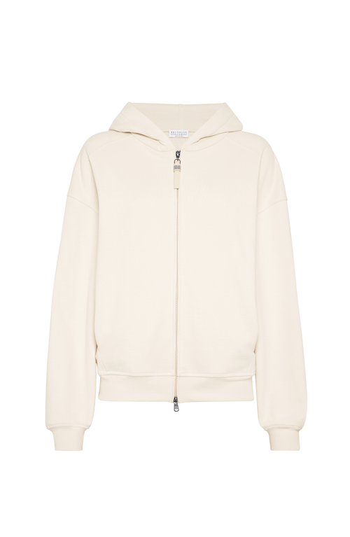 Brunello Cucinelli Smooth Cotton French Terry Sweatshirt In White