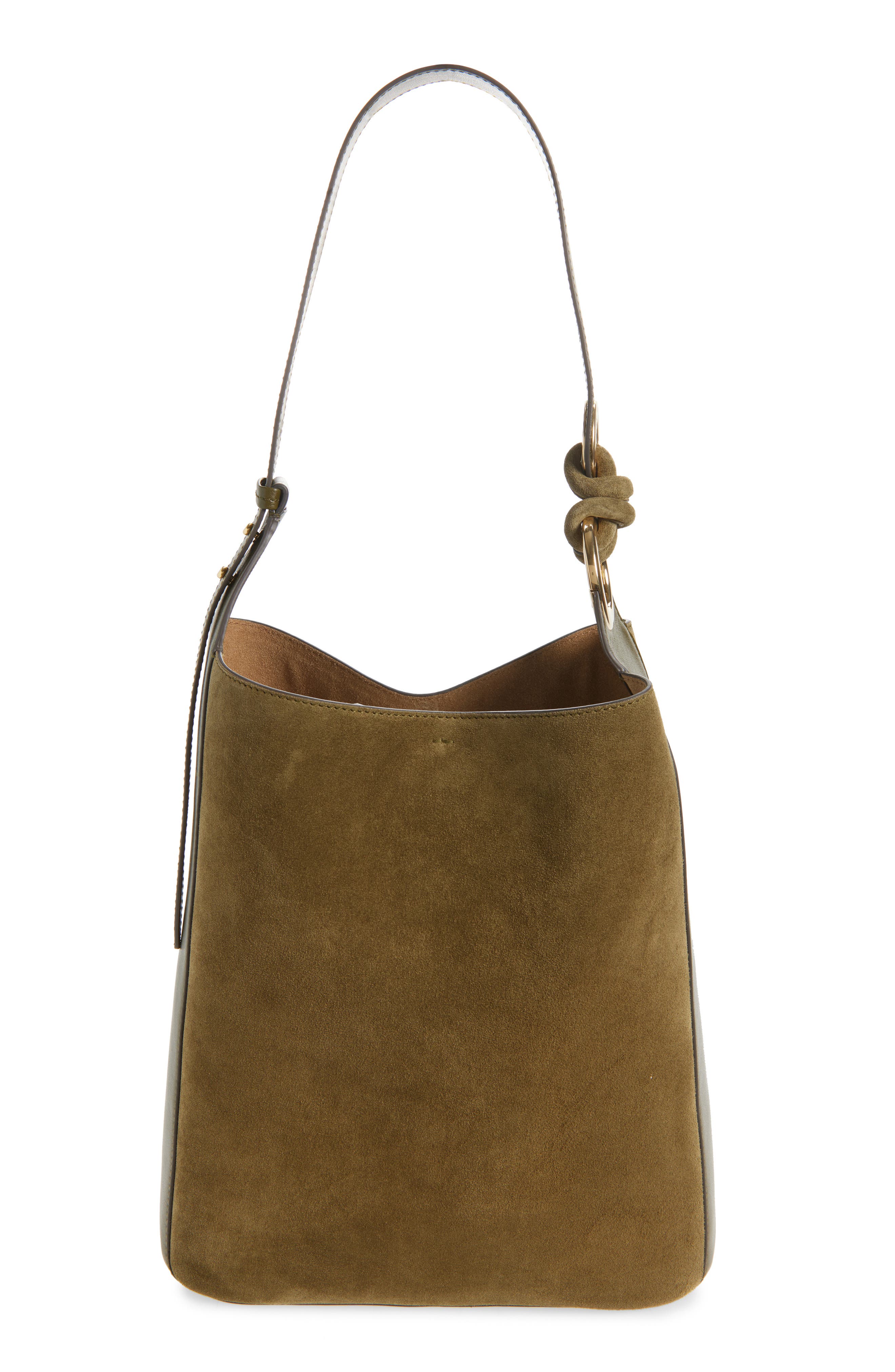 Anya Hindmarch Ringo Suede North/South Shoulder Bag, Main, color, Bonsai