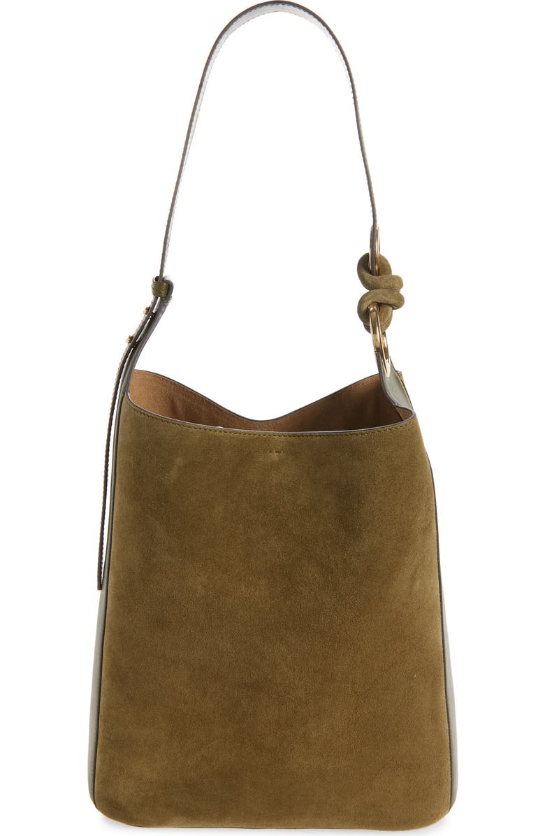 Anya Hindmarch Ringo Suede North/South Shoulder Bag, Main, color, Bonsai