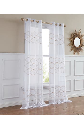 Dainty Home Set Of 2 Print Sheer Curtain Panels In Gold