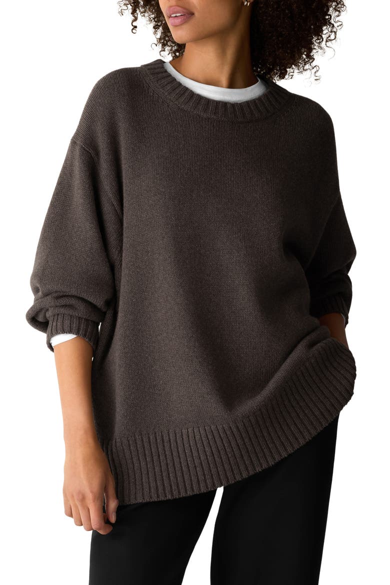 Organic Cotton & Recycled Cashmere Crewneck Sweater, Main, color, COBBLESTONE