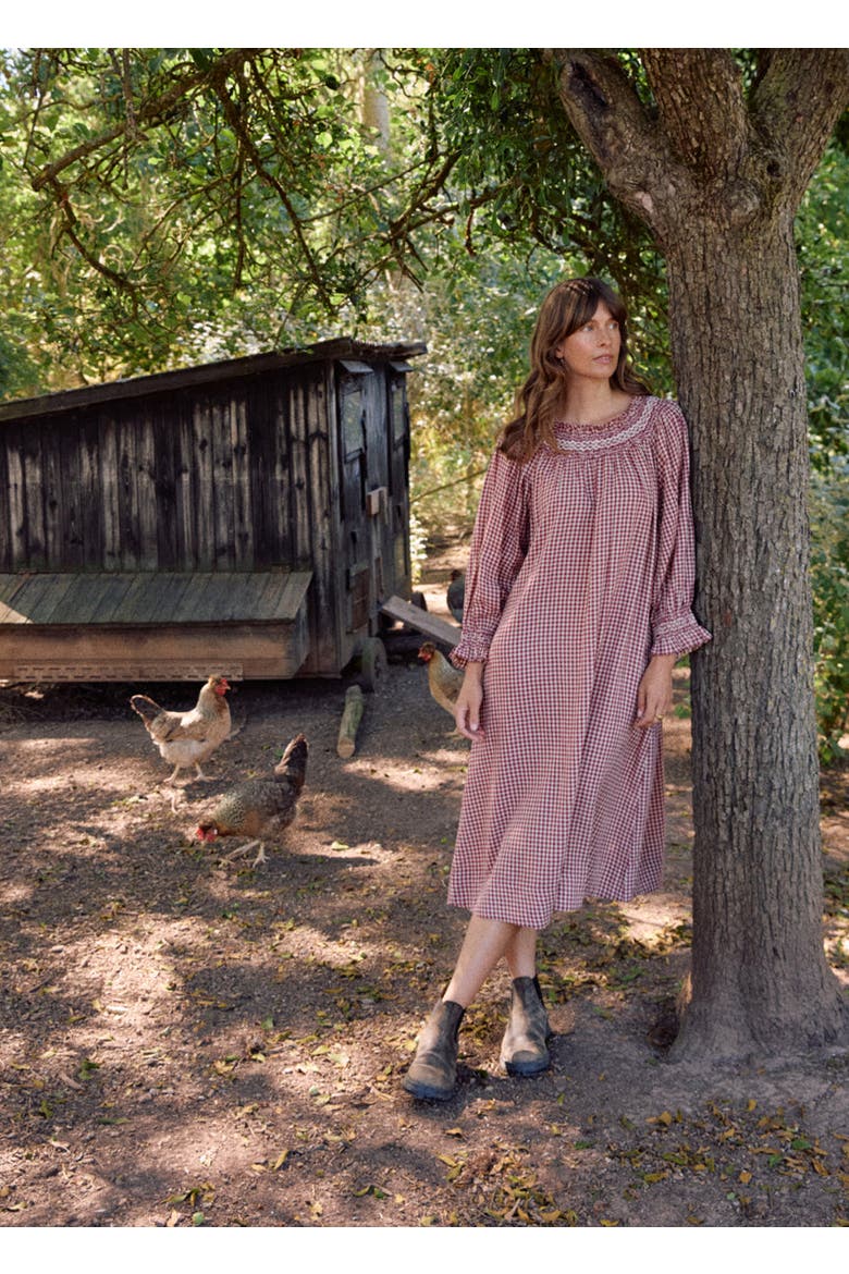Georgie Nightdress, Alternate, color, Rust Gingham