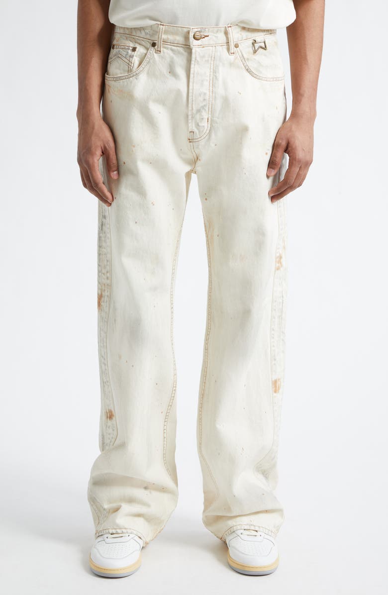 Rhude Traxedo Relaxed Fit Jeans, Main, color, Woodland White