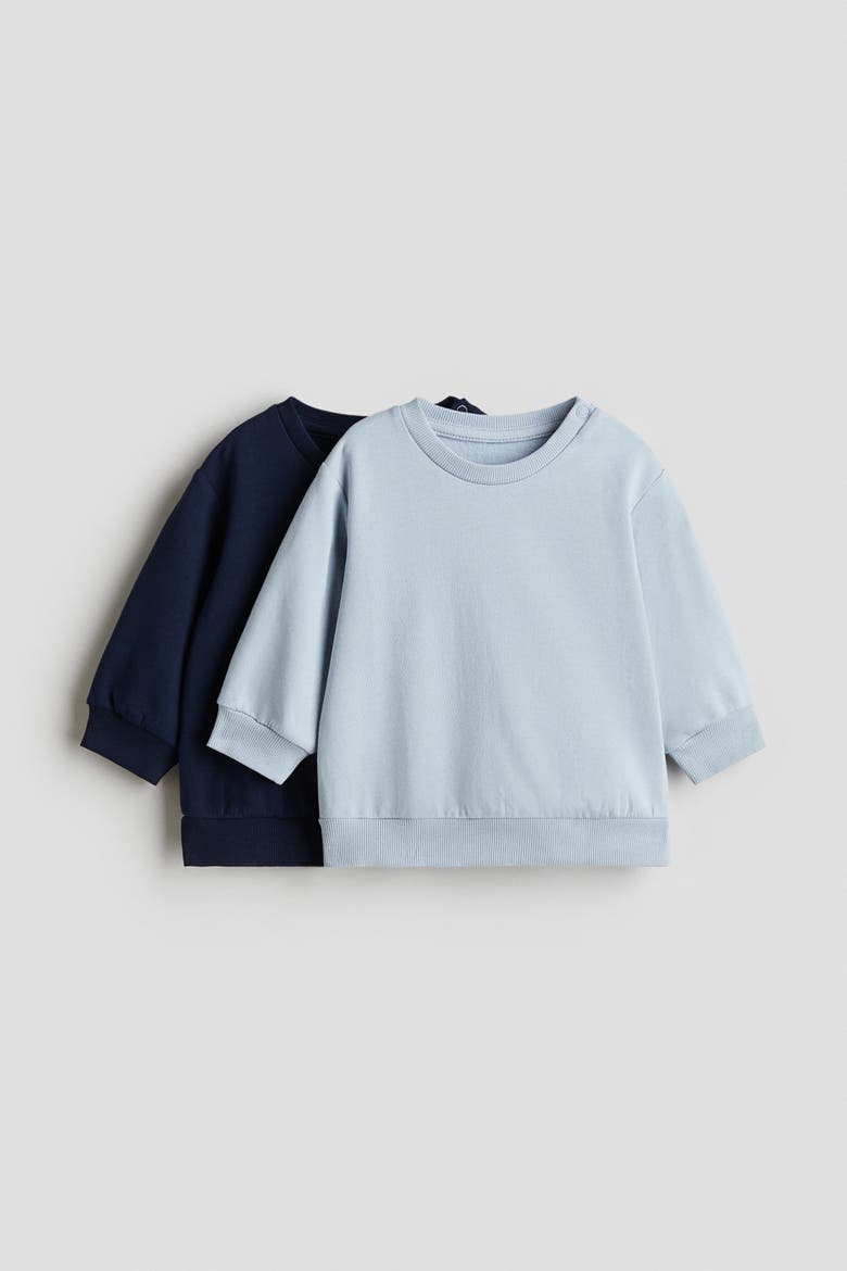 2-pack Cotton Sweatshirts, Main, color, Navy blue/light blue