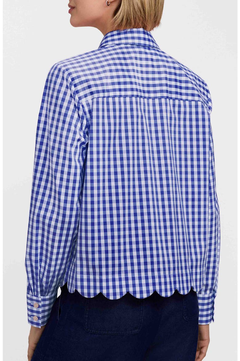 Scarlett Gingham Scallop Hem Button-Up Shirt, Alternate, color, BLUE/ WHITE