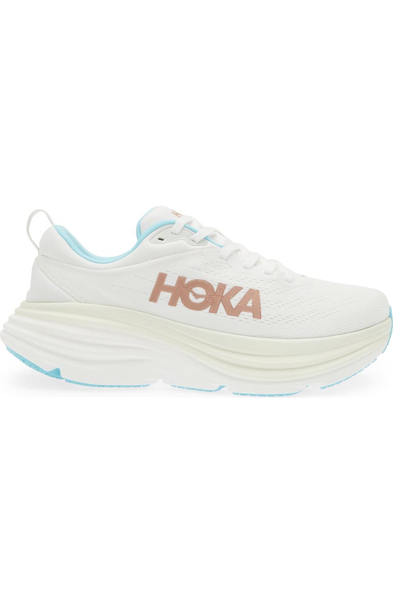 HOKA Bondi 8 Running Shoe, Alternate, color, Frost / Rose Gold