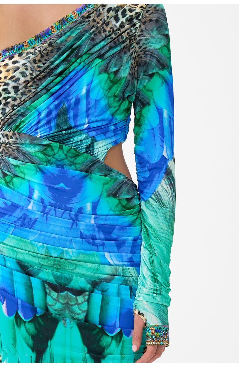 Camilla One Shoulder Jersey Cut Out Dress, Alternate, color, Jungle Flight