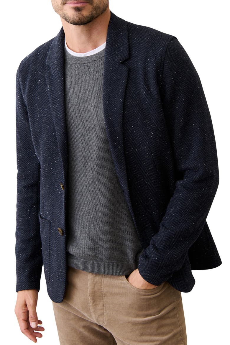 Pacifica Neppy Navy Stretch Herringbone Blazer, Main, color, DARK HERRINGBONE