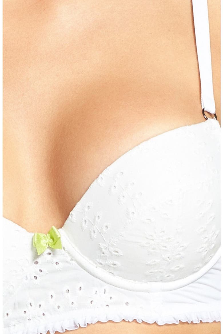 'Stella' Eyelet Underwire Corselette Demi Bra, Alternate, color, CAMEO
