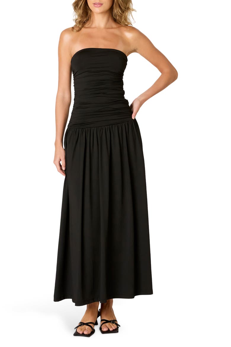 Santal Strapless Dress, Main, color, BLACK