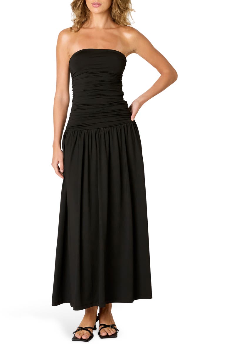 Nia Santal Strapless Dress, Main, color, Black