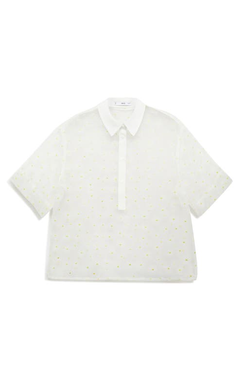 Mango Dacy Floral Embroidered Shirt In White