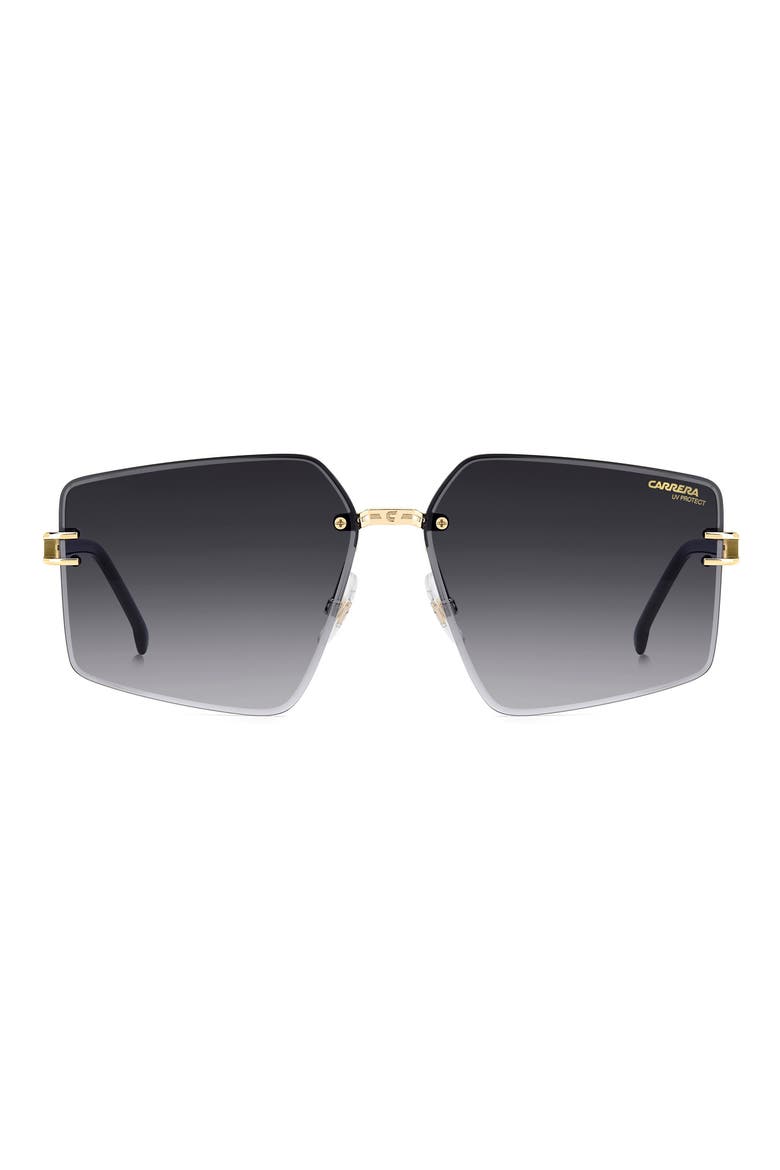 63mm Square Oversized Gradient Rimless Square Geometric Sunglasses, Alternate, color, GOLD BLACK/ DARK GREY SF