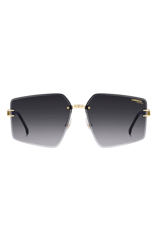 Carrera Eyewear 63mm Square Oversized Gradient Rimless Square Geometric Sunglasses In Gold Black/dark Grey Sf