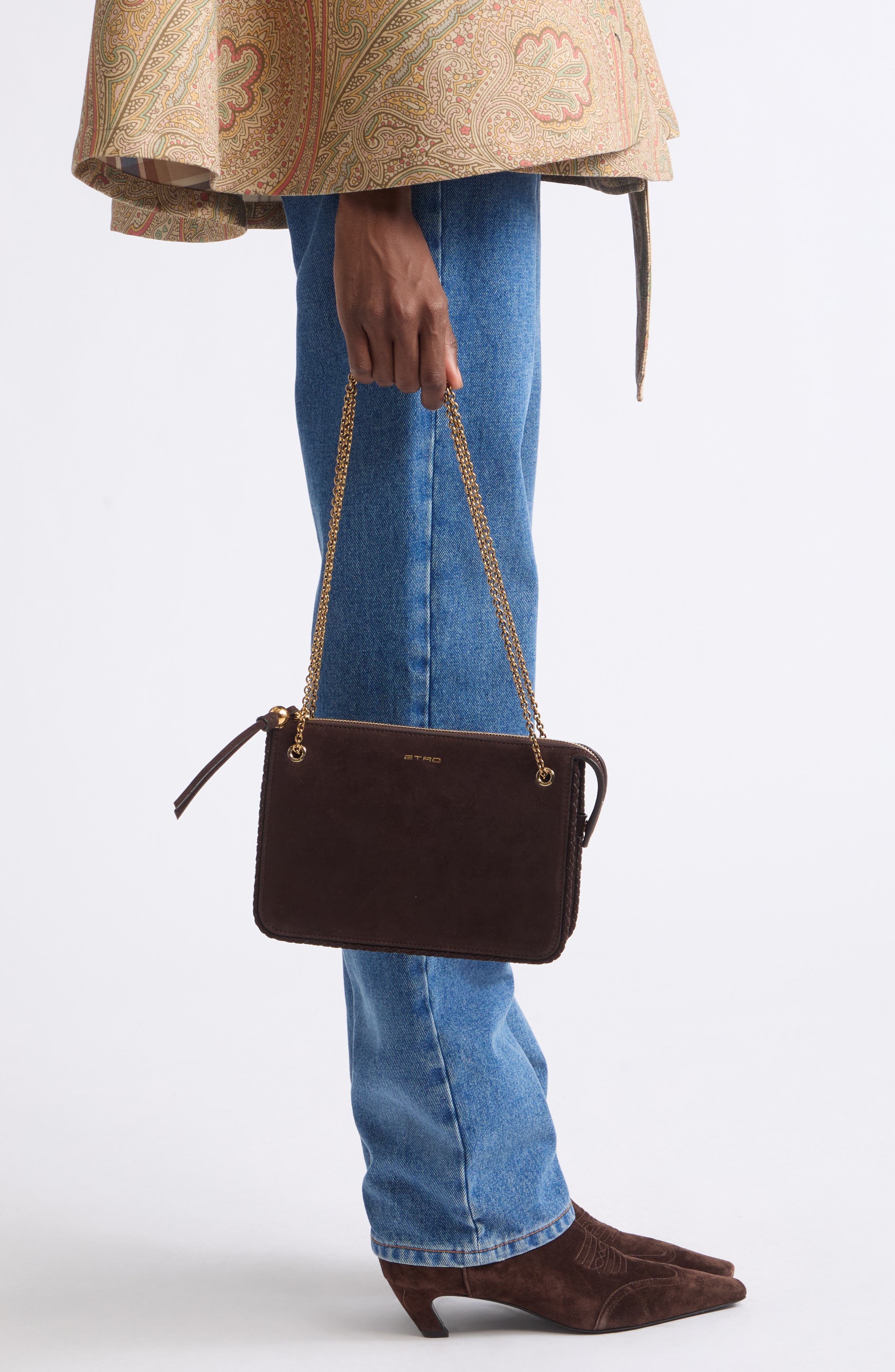 Suede Crossbody Bag, Alternate, color, EBONY