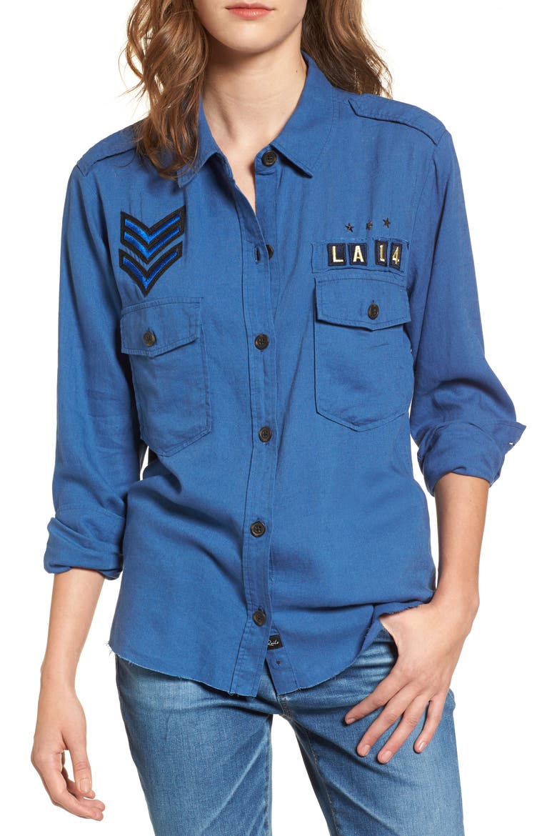 Banks Military Patch Shirt, Main, color, INDIGO/ MILITARY PATCH