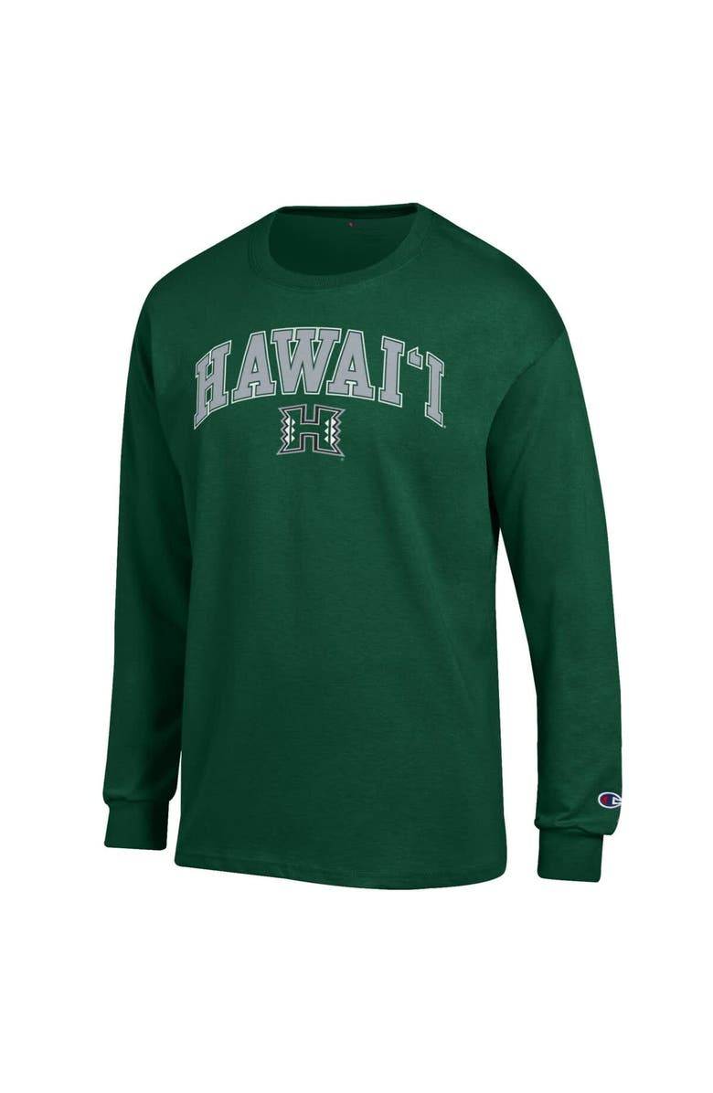 Champion Men's Champion Green Hawaii Rainbow Warriors Arch Over Logo Long Sleeve T-Shirt, Alternate, color,