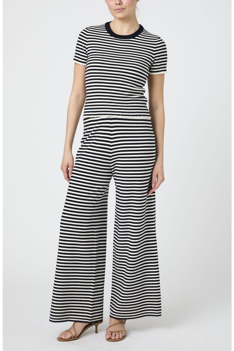 Stripe Wide Leg Sweater Pants, Alternate, color, NAVY / CREAM