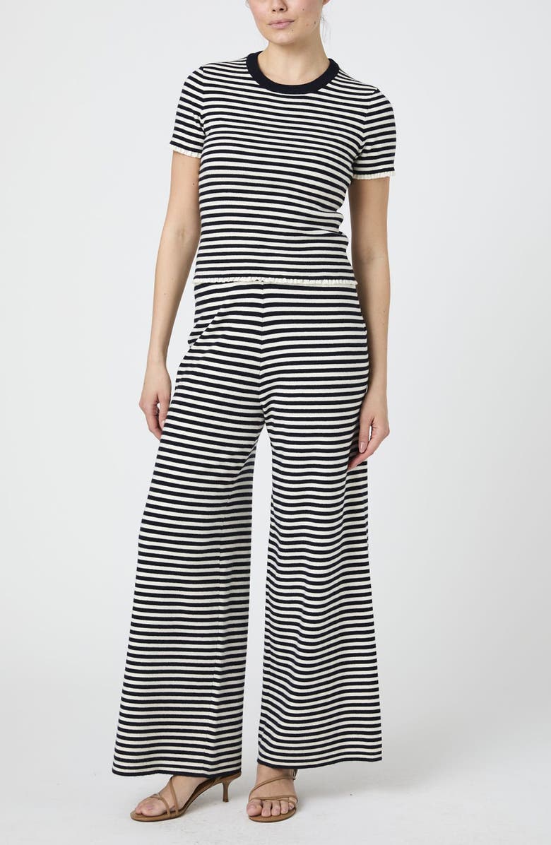 French Connection Stripe Wide Leg Sweater Pants, Alternate, color, Navy / Cream