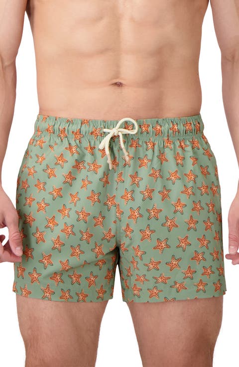 Sea Star Print Swim Trunks
