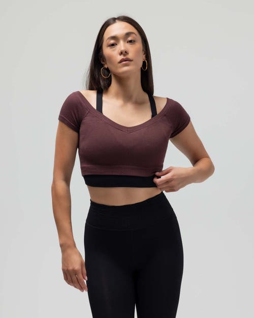 Reformer Ribbed Cap Sleeve Crop Top In Brown