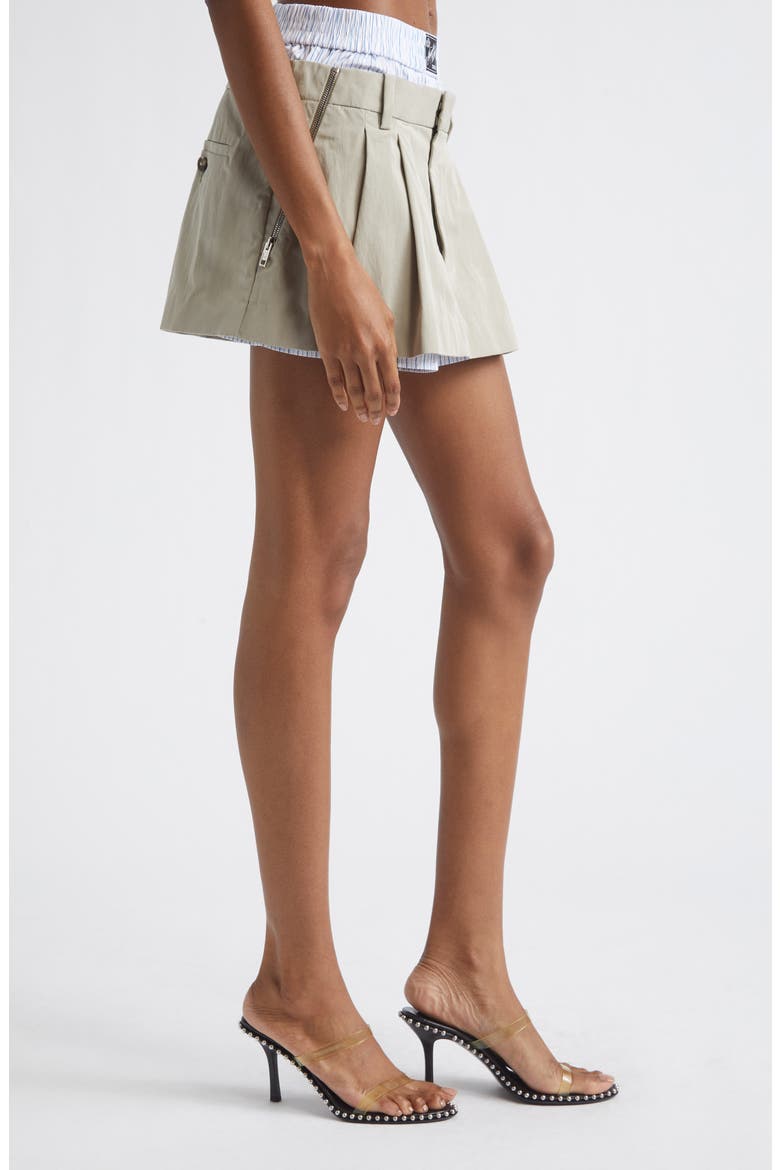 Prestyled Pleated Miniskort, Alternate, color, STONE