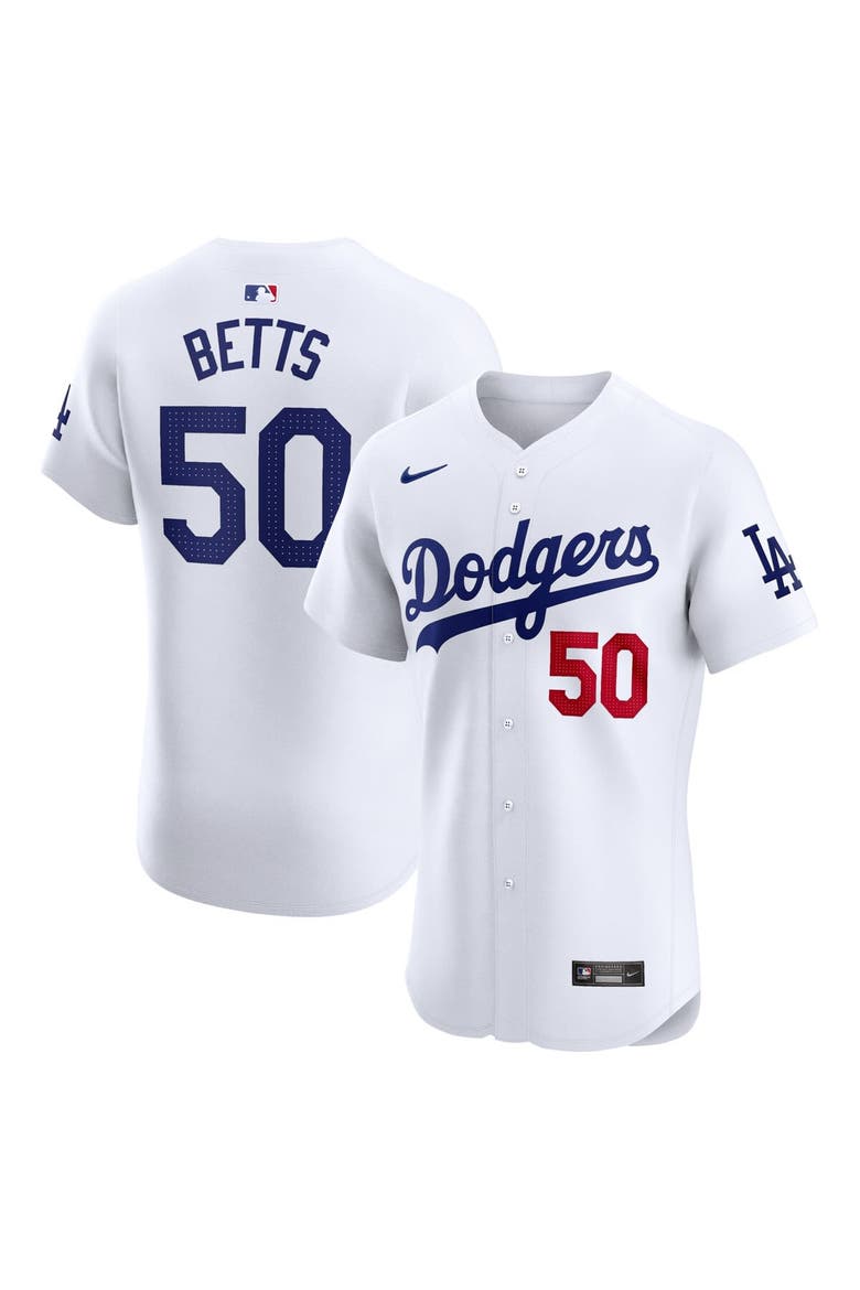 Men's Nike Mookie Betts White Los Angeles Dodgers Home Elite Jersey, Main, color, White