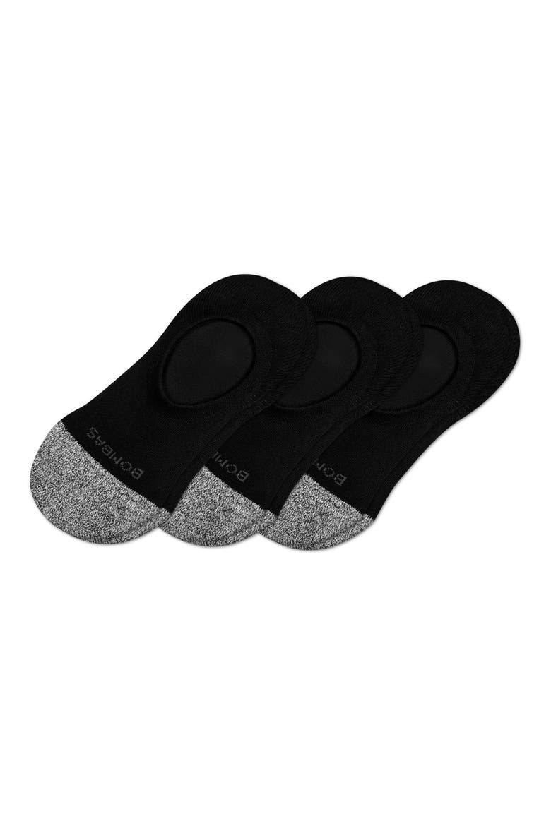 Assorted 3-Pack Cushioned No-Show Socks, Main, color, BLACK