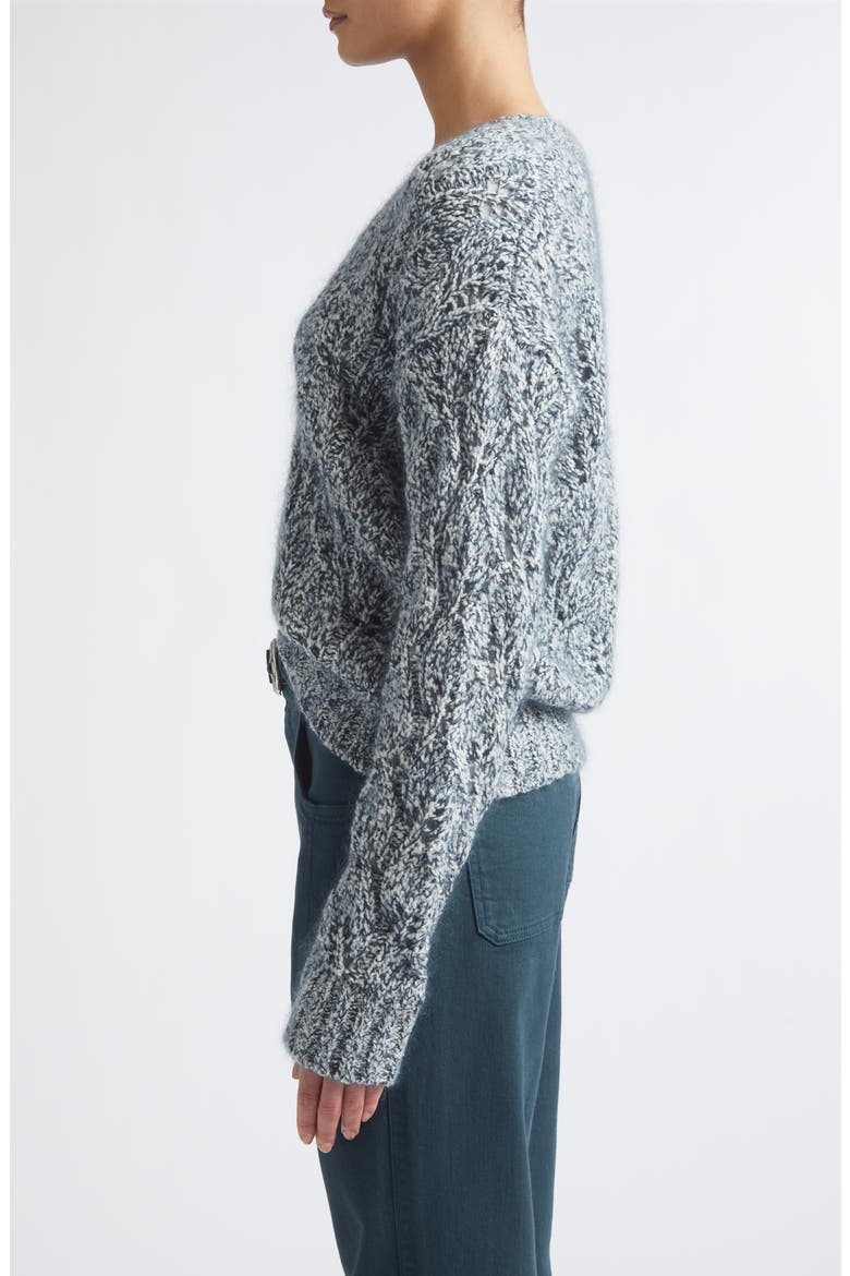 V-Neck Cable Knit Sweater, Alternate, color, 178 DARK JADE