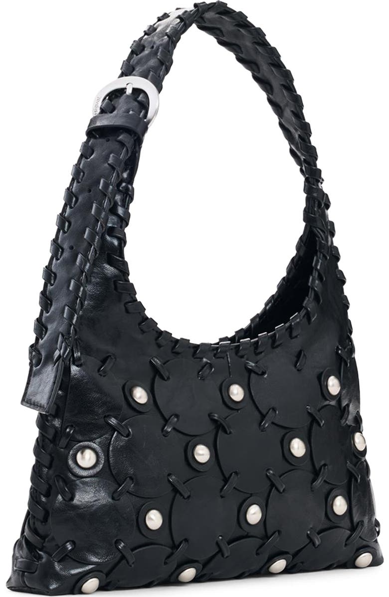 Desigual Studded Faux Leather Shoulder Bag, Alternate, color, Black