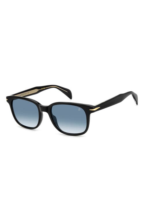 David Beckham Eyewear 53mm Rectangular Sunglasses In Black/dark Blue Sf