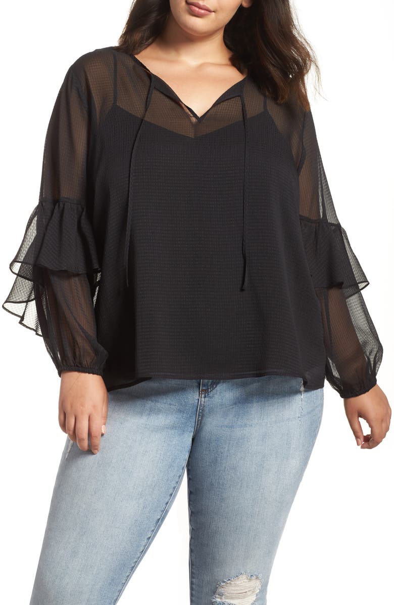 1.STATE Check Tie Neck Blouse, Main, color, 